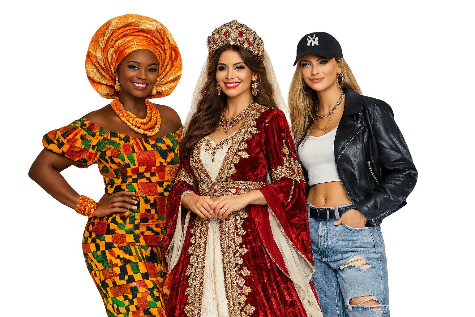 Clothing styles from Africa, Turkey and New York